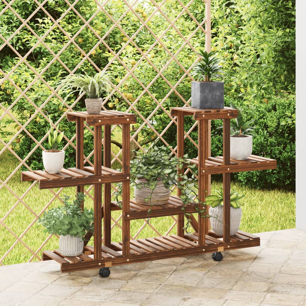 vida XL Blumenständer mit Rollen 110x 25x 78 cm Massivholz Tanne