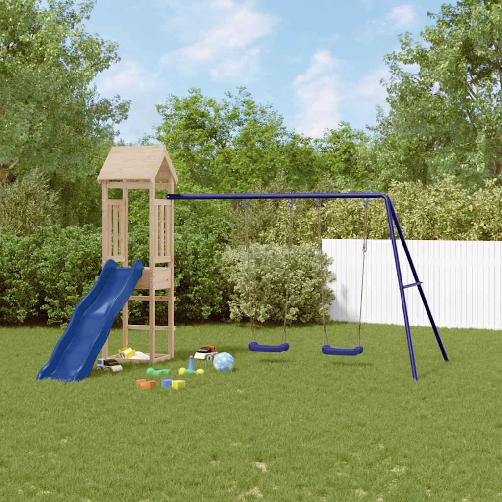 Playhouse with Slide Swings Outdoor Playground Equipment Climbing Frame vidaXL - Picture 12 of 19