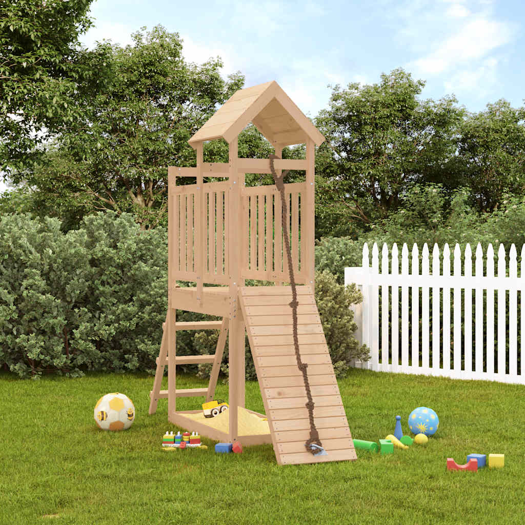 vida XL Spielturm mit Kletterwand Massivholz Kiefer