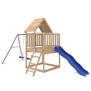 vidaXL Outdoor Playset Blue and Natural Wood Solid Pine Wood, Polypropylene