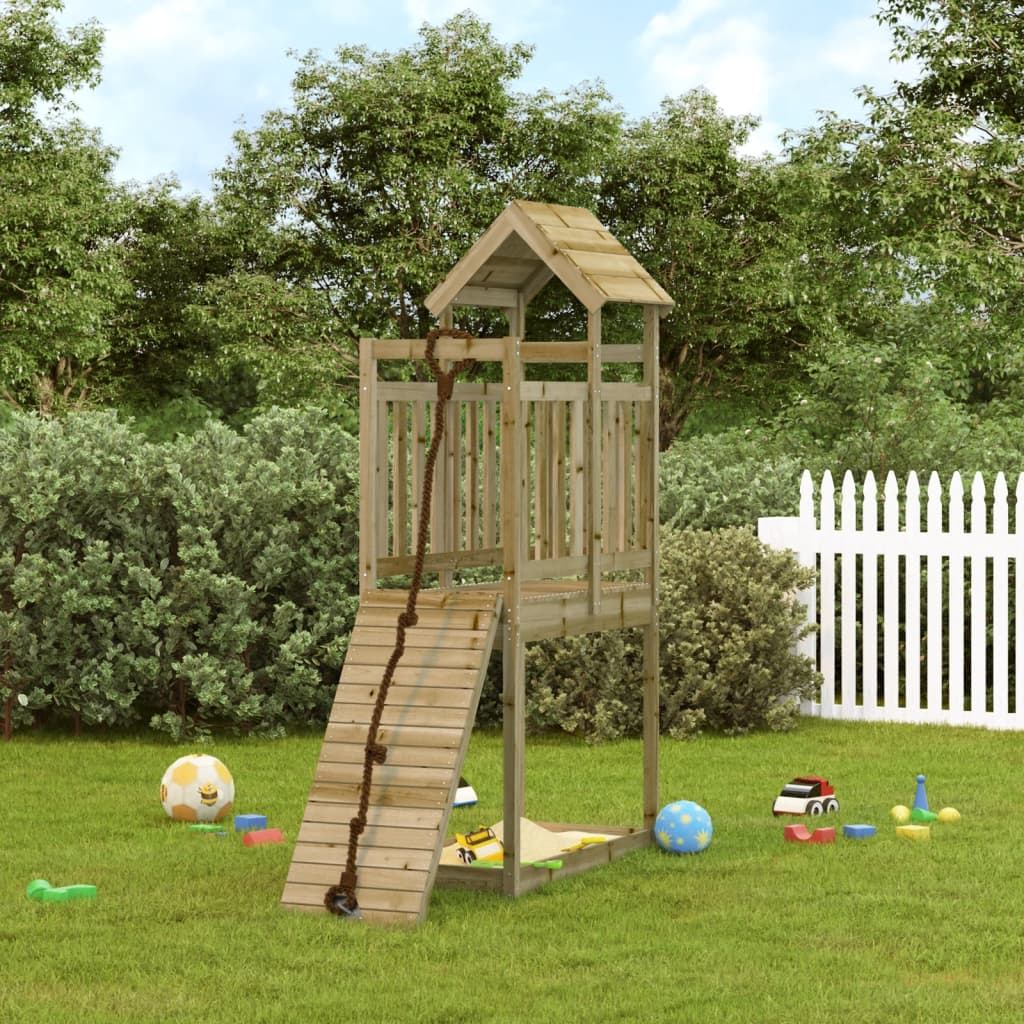 vida XL Spielturm mit Kletterwand Imprägniertes Kiefernholz