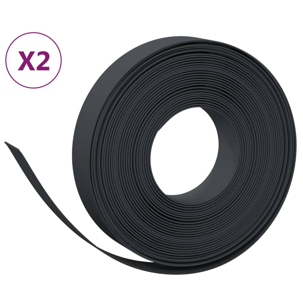 vidaXL Záhradné obruby 2 ks čierne 10 m 10 cm polyetylén