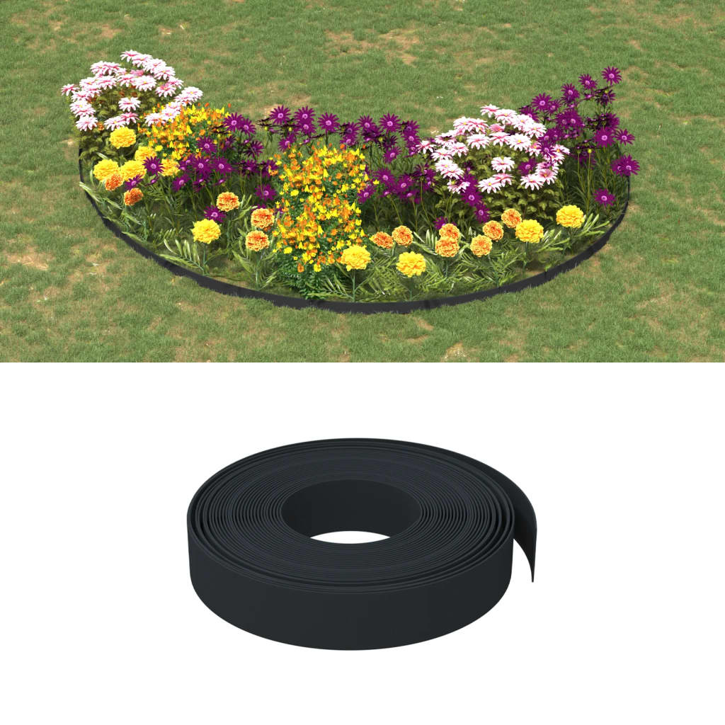 vidaXL Borduri de grădină, 2 buc, negru, 10 m 10 cm, polietilenă