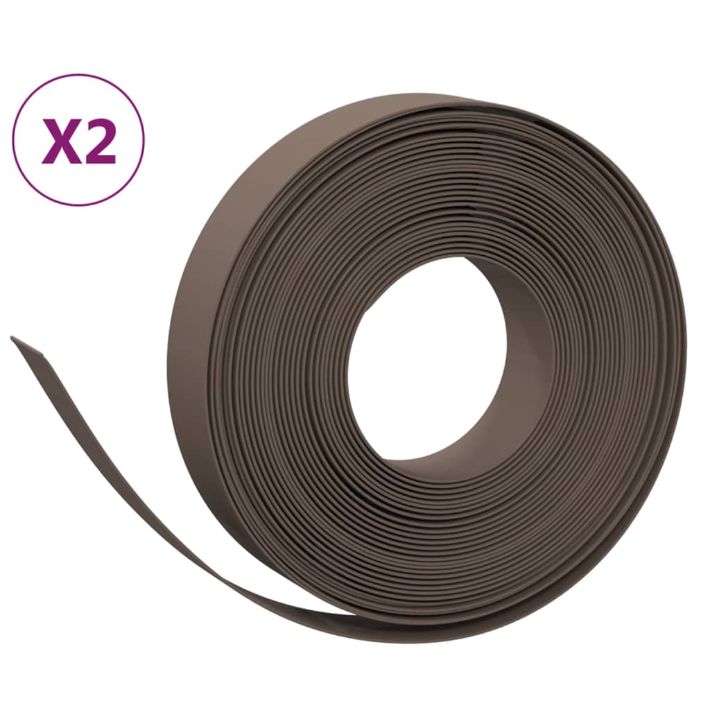 vidaXL Záhradné obruby 2 ks hnedé 10 m 10 cm polyetylén