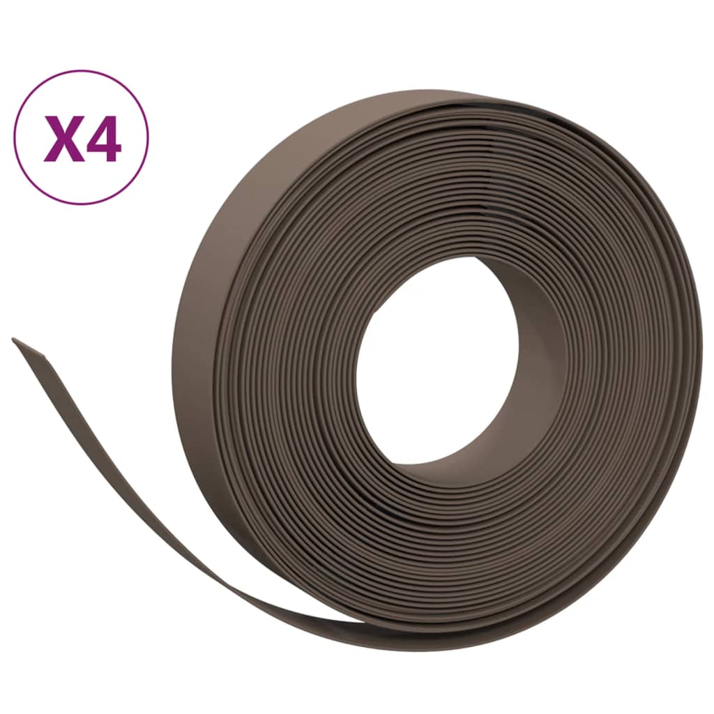 vidaXL Záhradné obruby 4 ks hnedé 10 m 10 cm polyetylén