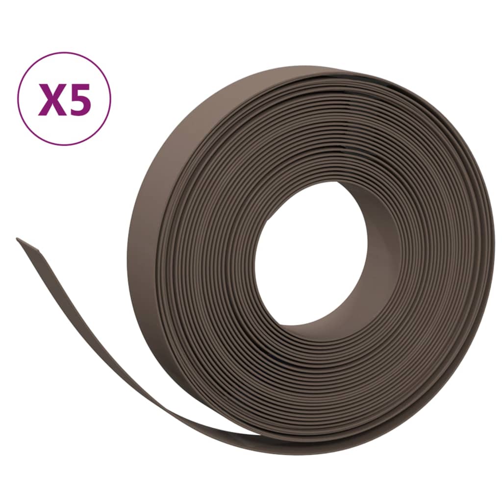 vidaXL Záhradné obruby 5 ks hnedé 10 m 10 cm polyetylén