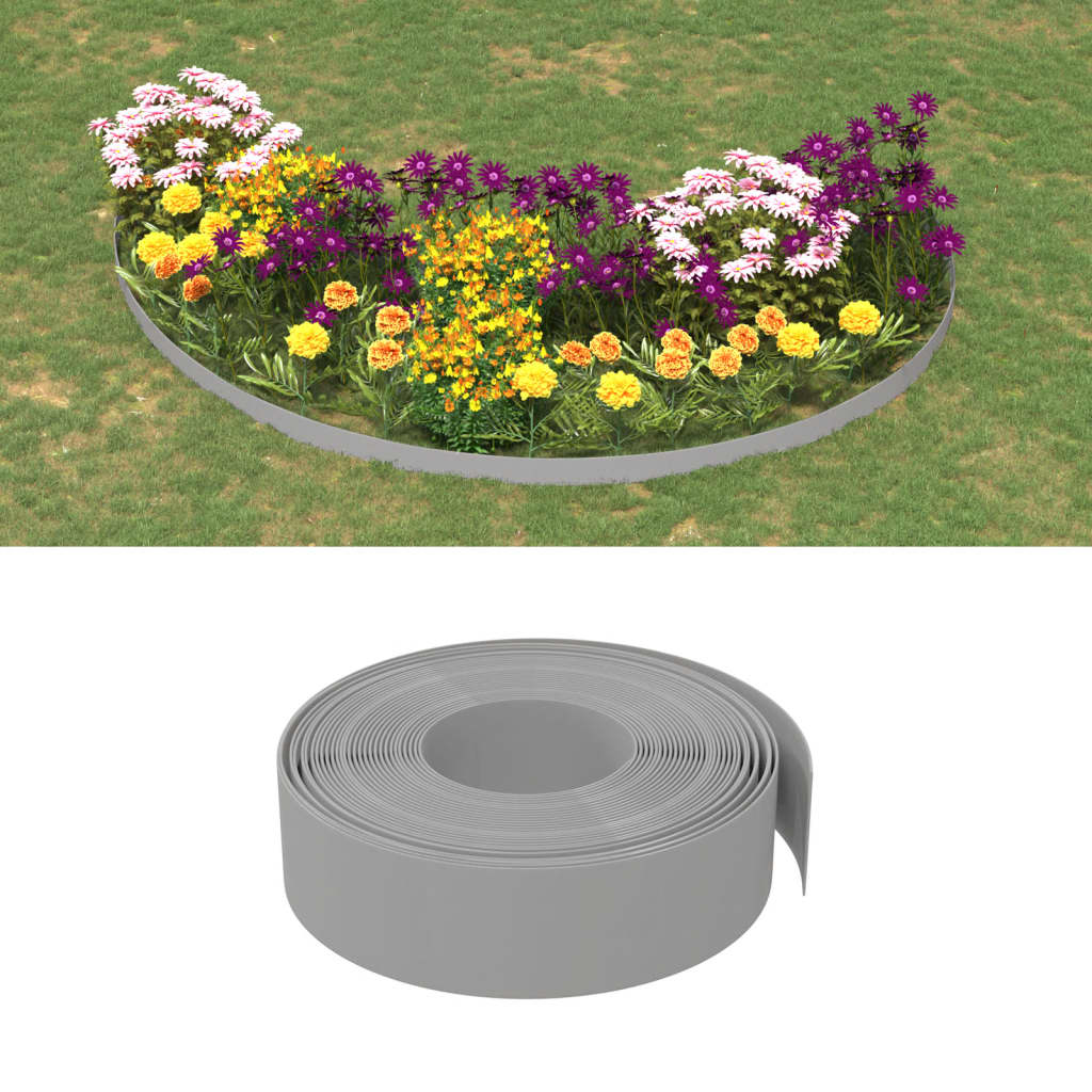 vida XL Rasenkanten 2 Stk. Grau 10 m 15 cm Polyethylen