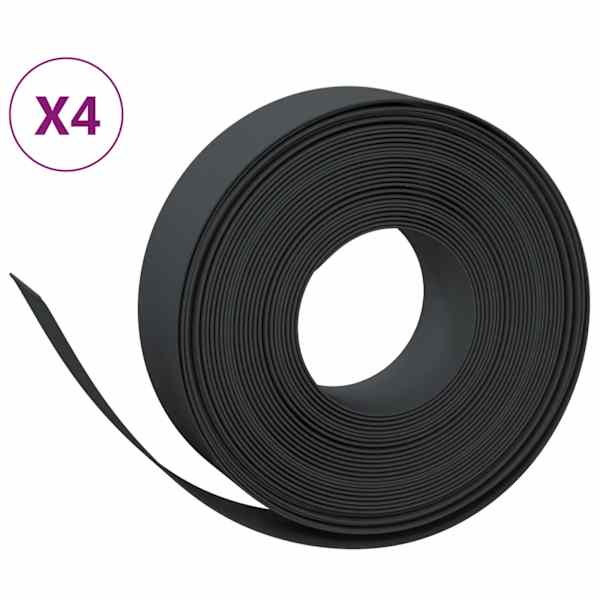 vidaXL aiapiirded 4 tk, must, 10 m, 15 cm, pol&uuml;et&uuml;leen