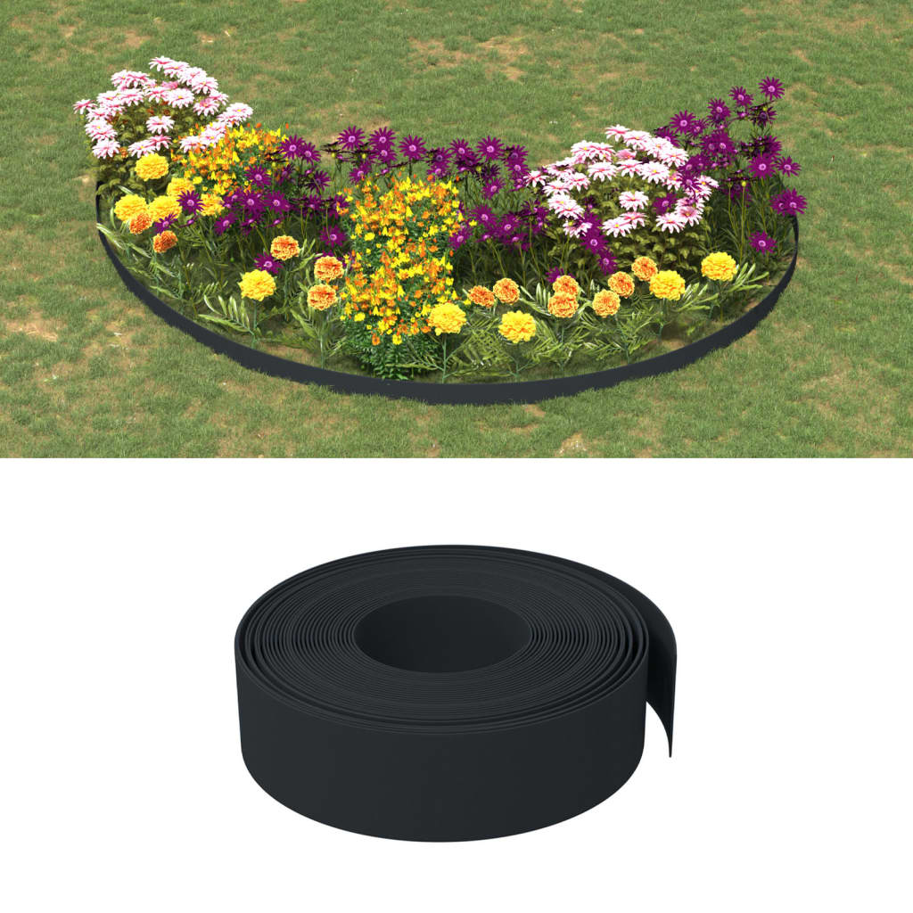 vidaXL Borduri de grădină, 4 buc, negru, 10 m 15 cm, polietilenă