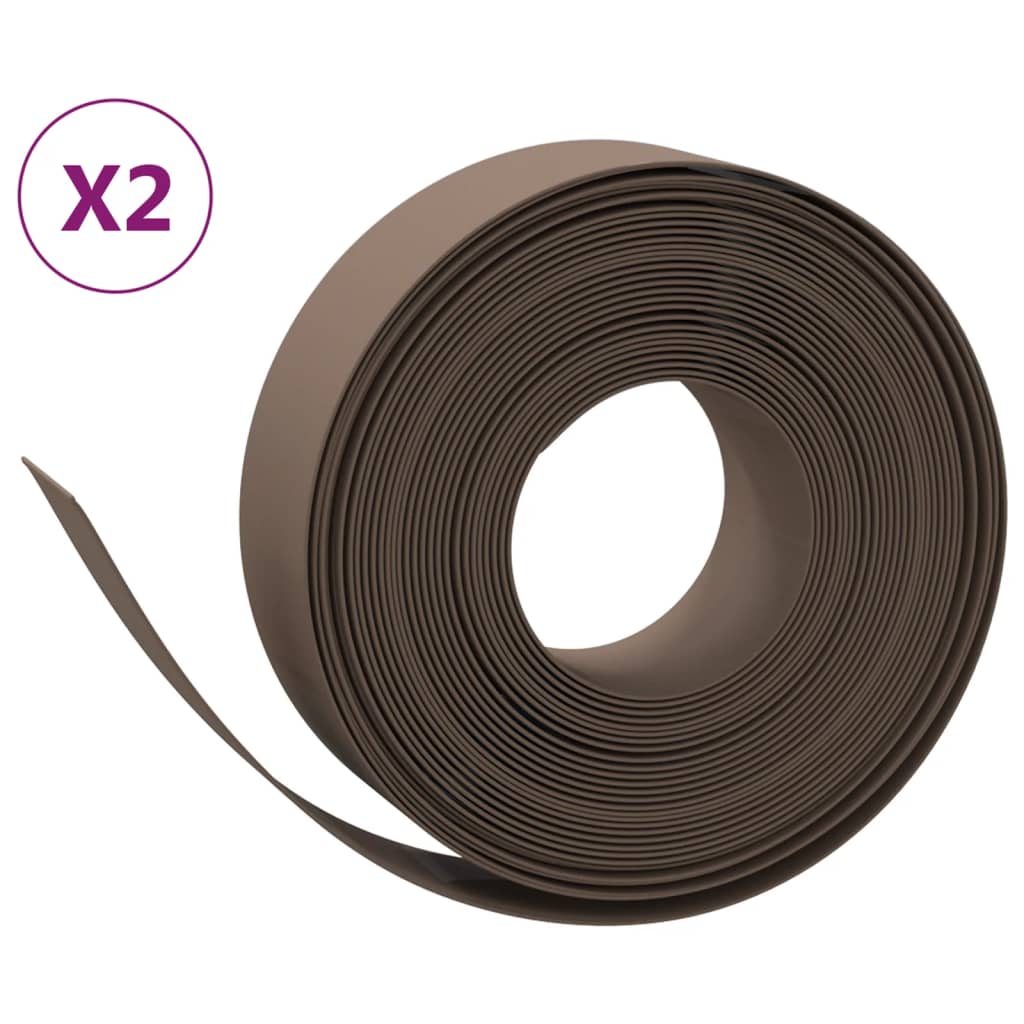 vidaXL Záhradné obruby 2 ks hnedé 10 m 15 cm polyetylén