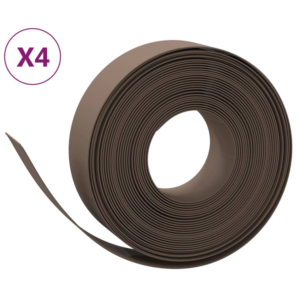 vidaXL Záhradné obruby 4 ks hnedé 10 m 15 cm polyetylén