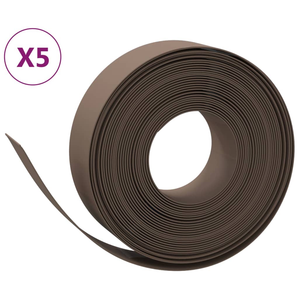 vidaXL Záhradné obruby 5 ks hnedé 10 m 15 cm polyetylén