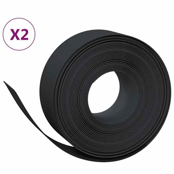 vidaXL aiapiirded 2 tk, must, 10 m, 20 cm, pol&uuml;et&uuml;leen