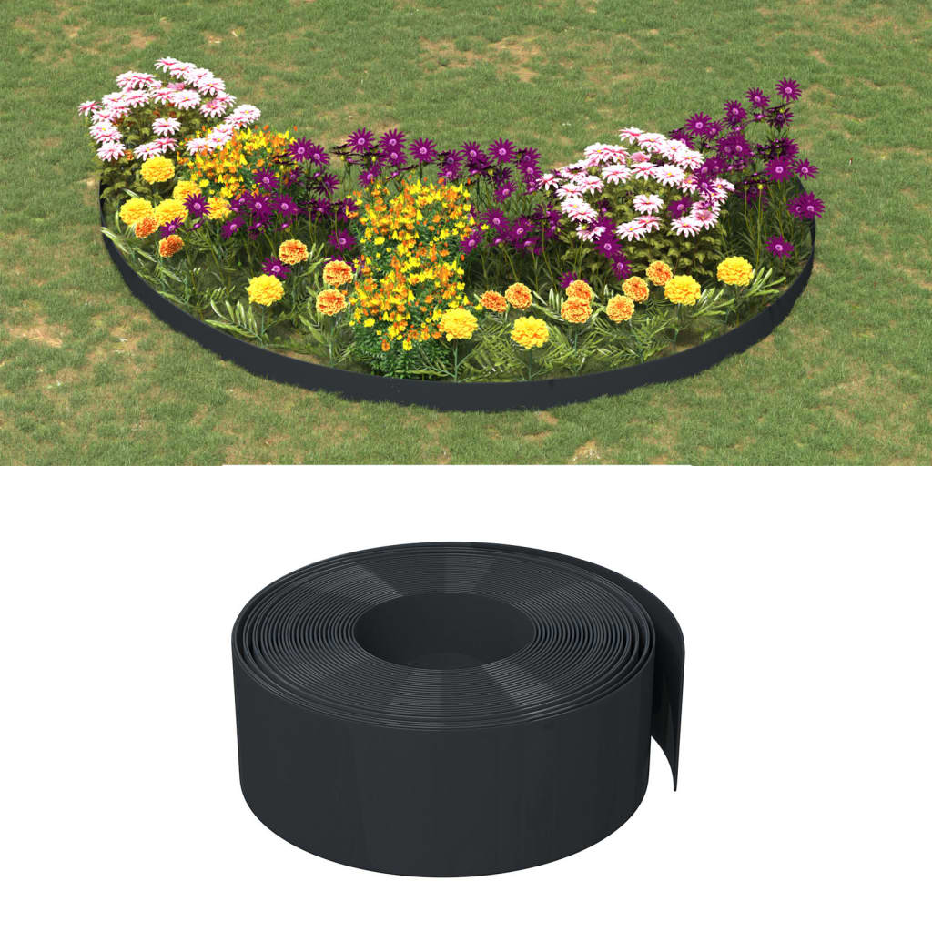 vidaXL Borduri de grădină, 2 buc, negru, 10 m 20 cm, polietilenă