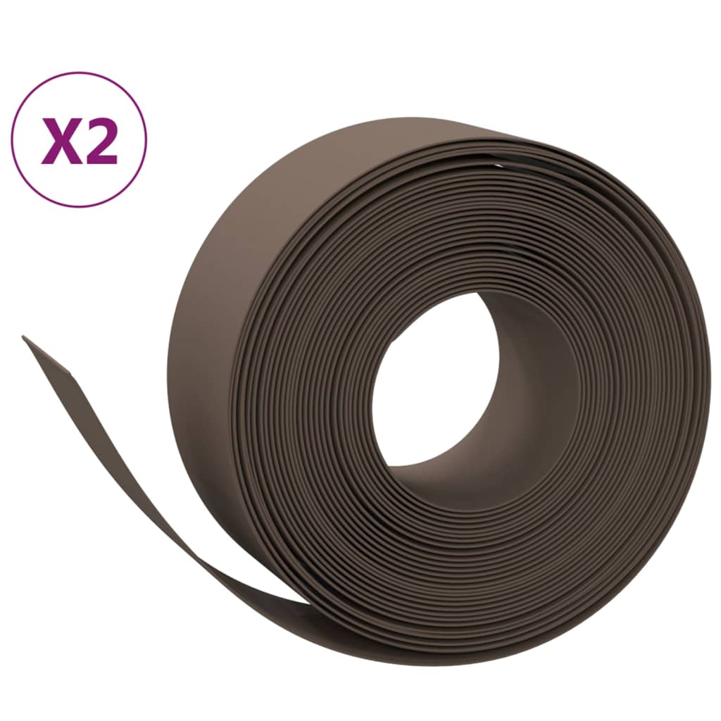 vidaXL Záhradné obruby 2 ks hnedé 10 m 20 cm polyetylén