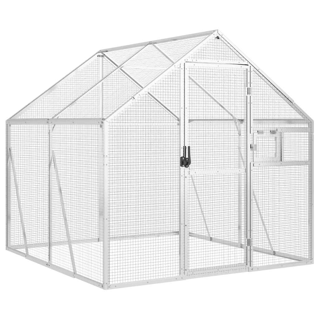 vidaXL Volière 1,79x2x1,85 m aluminium zilverkleurig