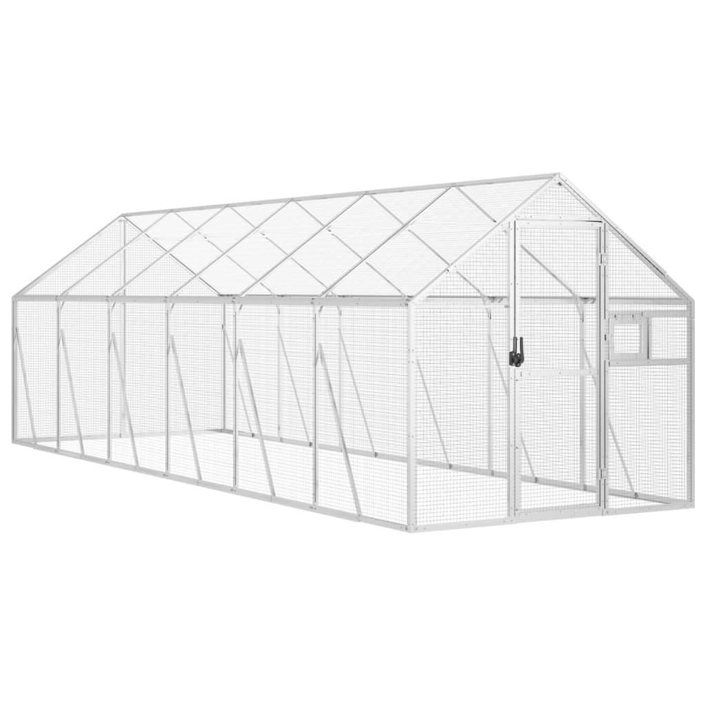 vidaXL Ptičnica srebrna 1,79x6x1,85 m aluminij