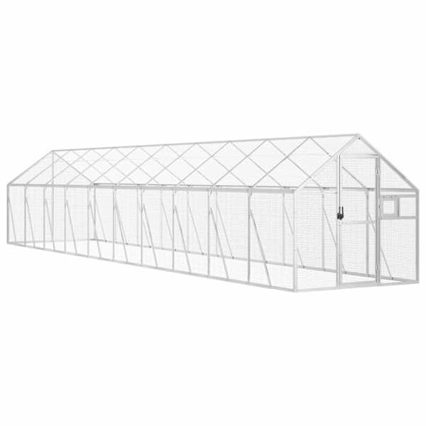 vidaXL linnumaja, h&otilde;bedane, 1,79x10x1,85 m alumiinium