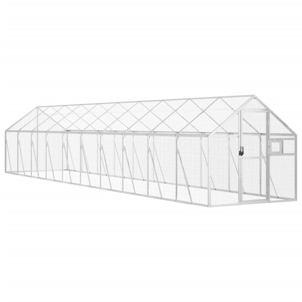 vidaXL Ptičnica srebrna 1,79x10x1,85 m aluminij