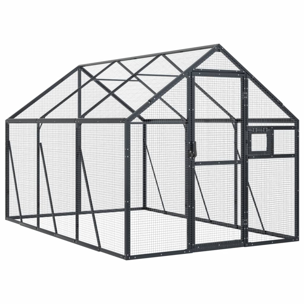 vidaXL Volière 1,79x3x1,85 m aluminium antracietkleurig