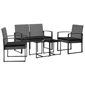 vidaXL 5-osaline aia s&ouml;&ouml;gim&ouml;&ouml;bli komplekt patjadega, tumehall, PP