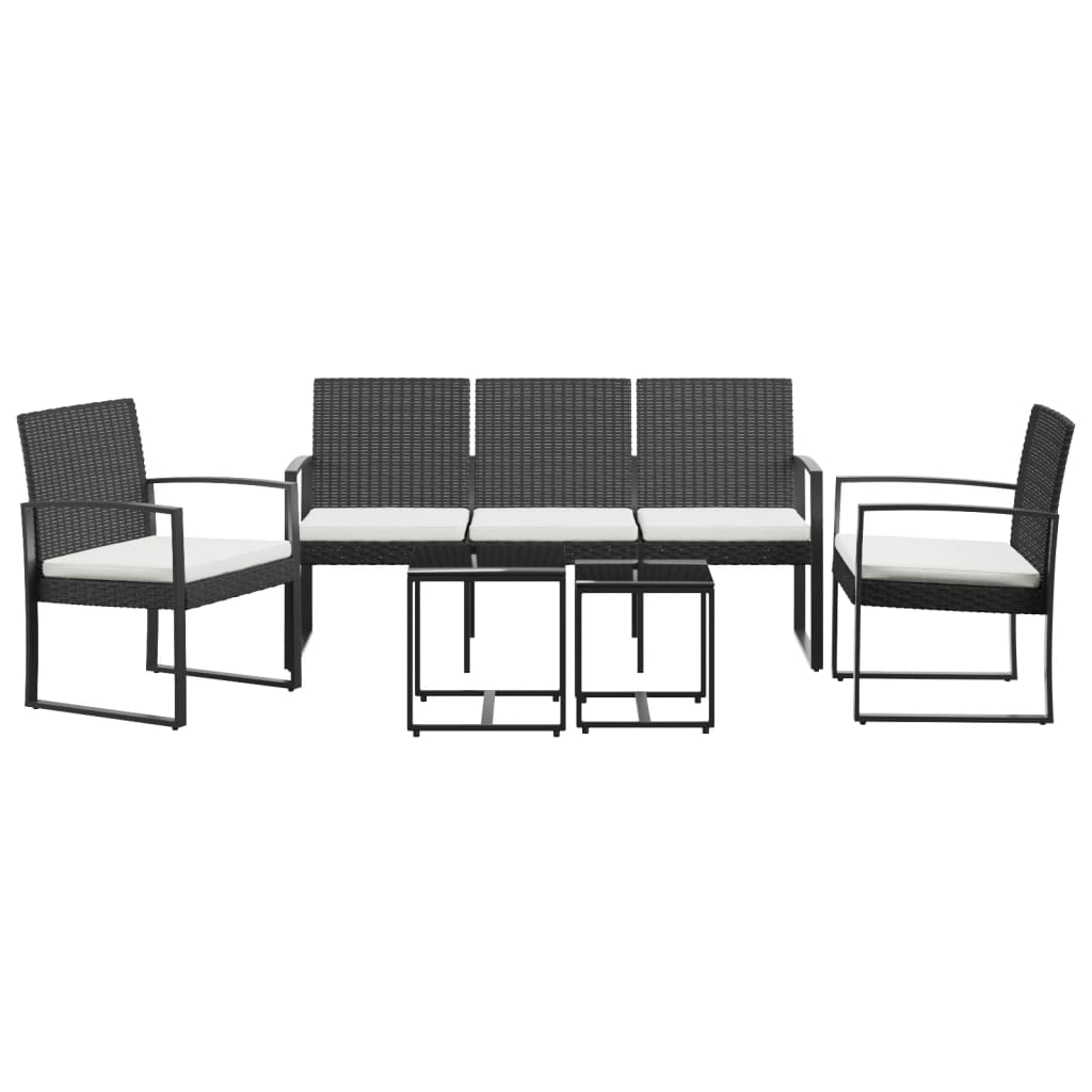 vidaXL Set mobilier de grădină cu perne, 5 piese, negru, PP ratan