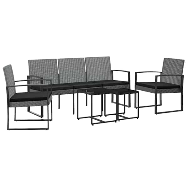 vidaXL 5-osaline aia s&ouml;&ouml;gim&ouml;&ouml;bli komplekt patjadega, tumehall, PP