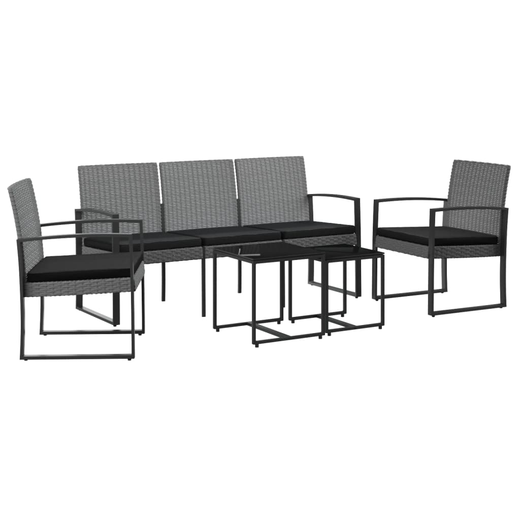 vidaXL Set mobilier de grădină cu perne, 5 piese, gri închis, PP ratan