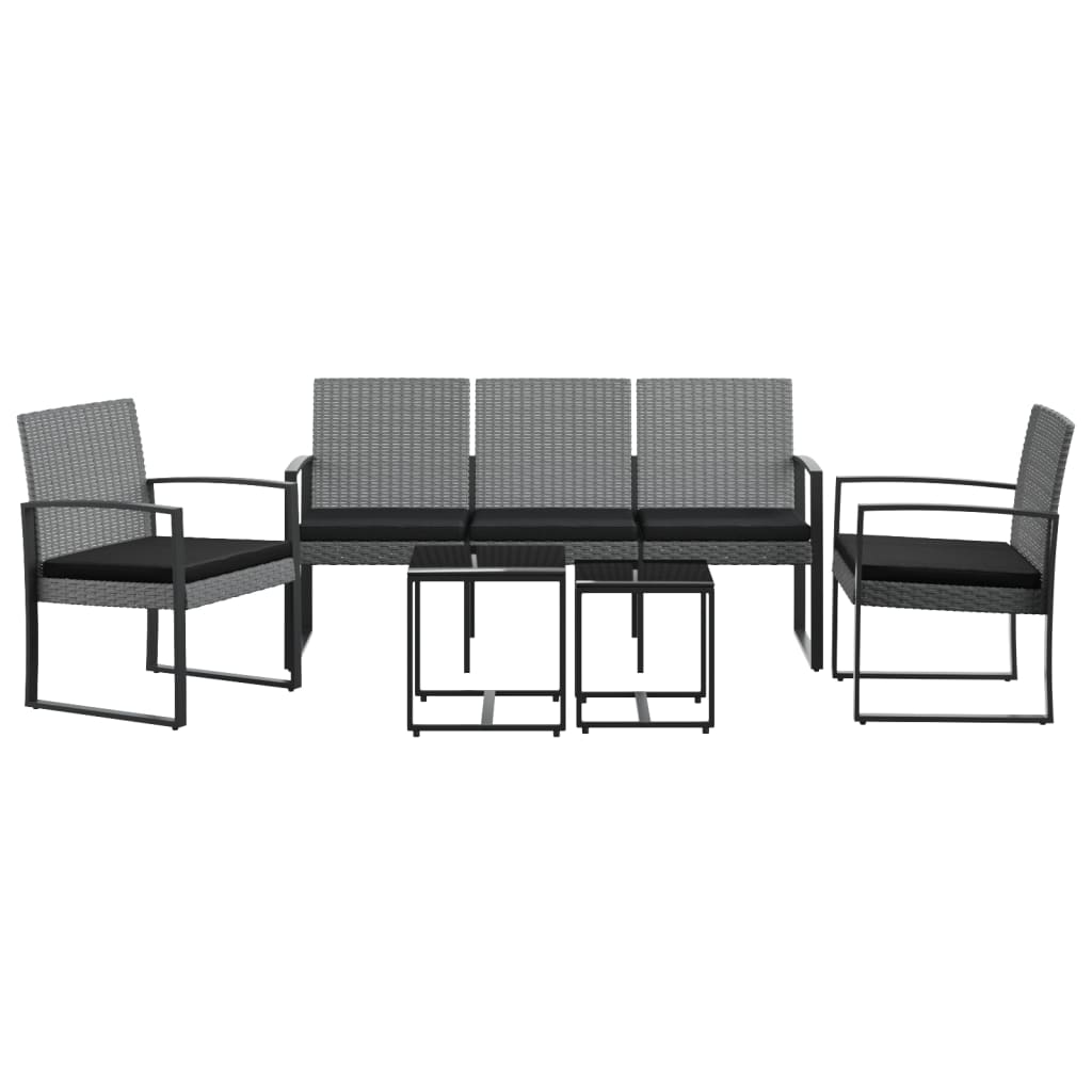 vidaXL 5-delige Tuinset met kussens polypropeen rattan donkergrijs afbeelding