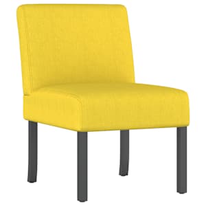 Nízké křeslo bez područek světle žluté textil - obrázek 2