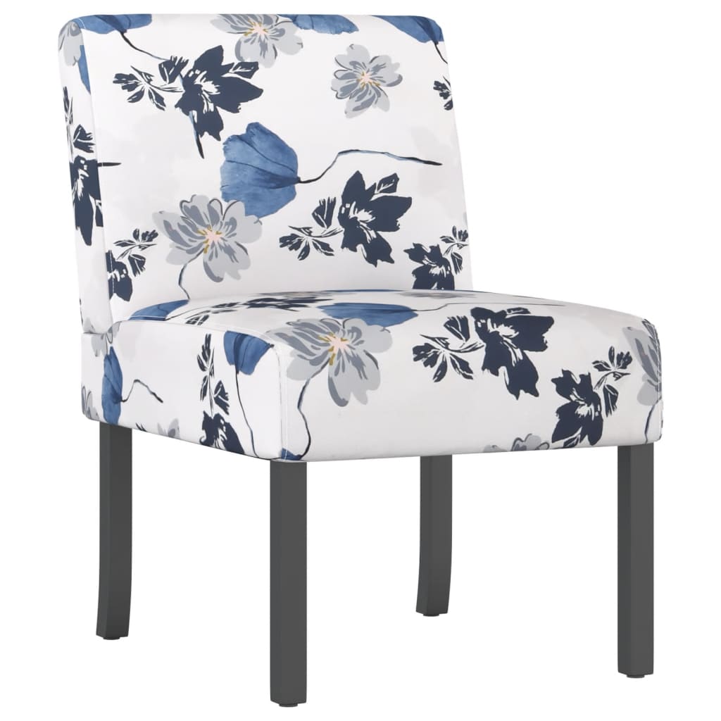 Image of vidaXL Slipper Chair Blue Flower Fabric