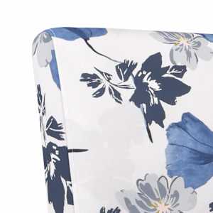 Nízké křeslo bez područek modré květiny textil - obrázek 6