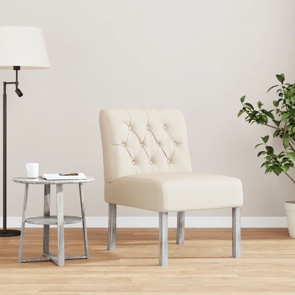 11: vidaXL stol med knapdesign stof hørfarvet