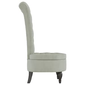 Židle s vysokým opěradlem světle šedá samet design s knoflíky - obrázek 4