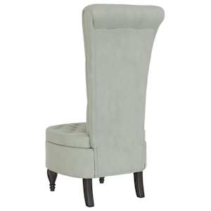 Židle s vysokým opěradlem světle šedá samet design s knoflíky - obrázek 5