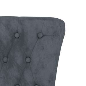 Židle s vysokým opěradlem tmavě šedá samet design s knoflíky - obrázek 6