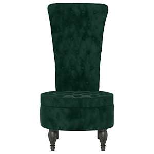 Židle s vysokým opěradlem tmavě zelená samet design s knoflíky - obrázek 3