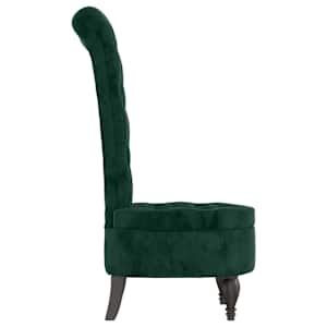 Židle s vysokým opěradlem tmavě zelená samet design s knoflíky - obrázek 4