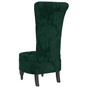 Židle s vysokým opěradlem tmavě zelená samet design s knoflíky - obrázek 5