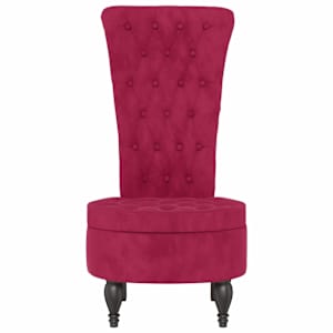 Židle s vysokým opěradlem vínová samet design s knoflíky - obrázek 3