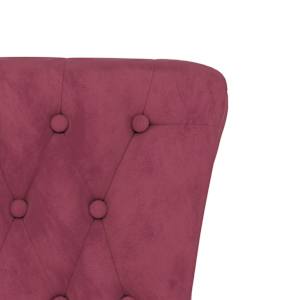 Židle s vysokým opěradlem vínová samet design s knoflíky - obrázek 6