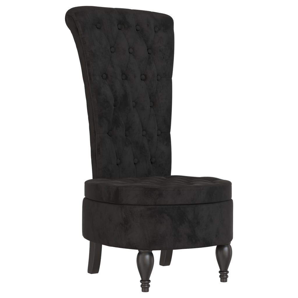 High Back Chair Black Velvet (100% polyester), solid wood, plywood