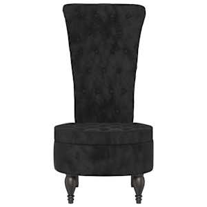Židle s vysokým opěradlem černá samet design s knoflíky - obrázek 3