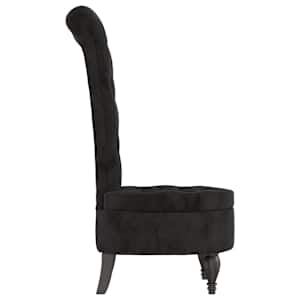 Židle s vysokým opěradlem černá samet design s knoflíky - obrázek 4