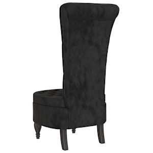 Židle s vysokým opěradlem černá samet design s knoflíky - obrázek 5