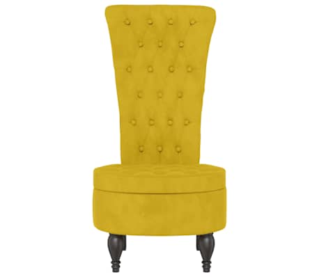 vidaXL atpūtas krēsls, augsta atzveltne, dzeltens samts, pogu dizains