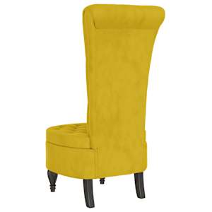 Židle s vysokým opěradlem žlutá samet design s knoflíky - obrázek 5