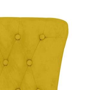 Židle s vysokým opěradlem žlutá samet design s knoflíky - obrázek 6