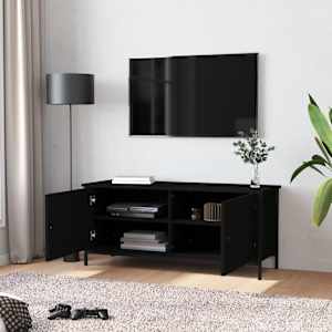 TV skříňka s dvířky černá 102 x 35 x 45 cm kompozitní dřevo - obrázek 3