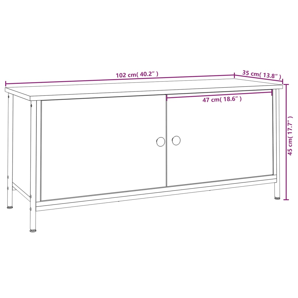 Szafka pod TV, dąb sonoma, 102x35x45 cm materiał drewnopochodny